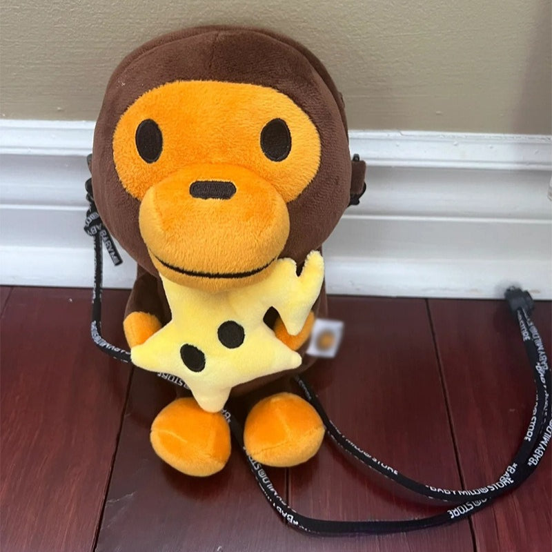 Children's monkey one shoulder oblique span small bag