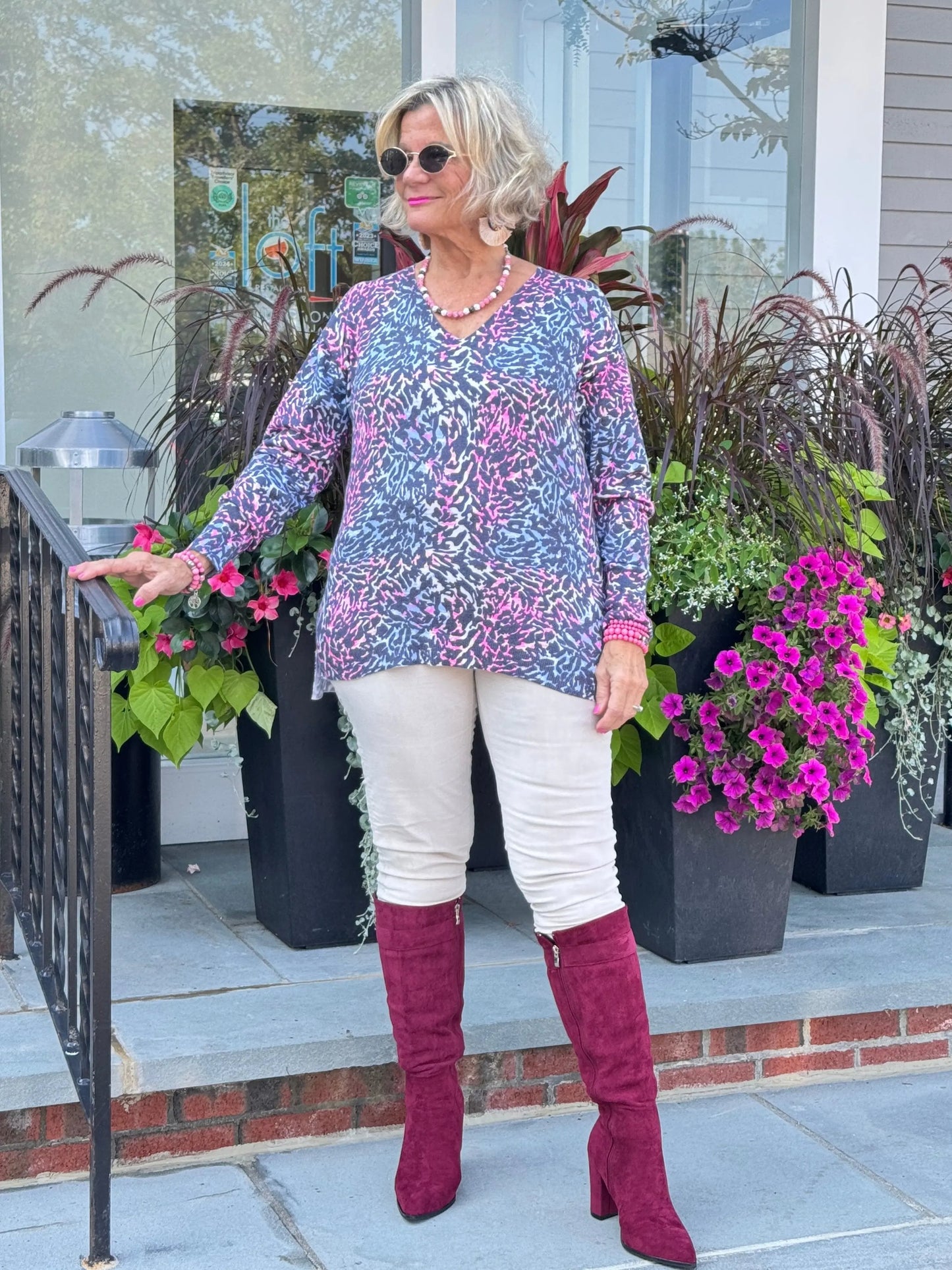 SHADES OF BLUE  ROUGED CARDIGAN