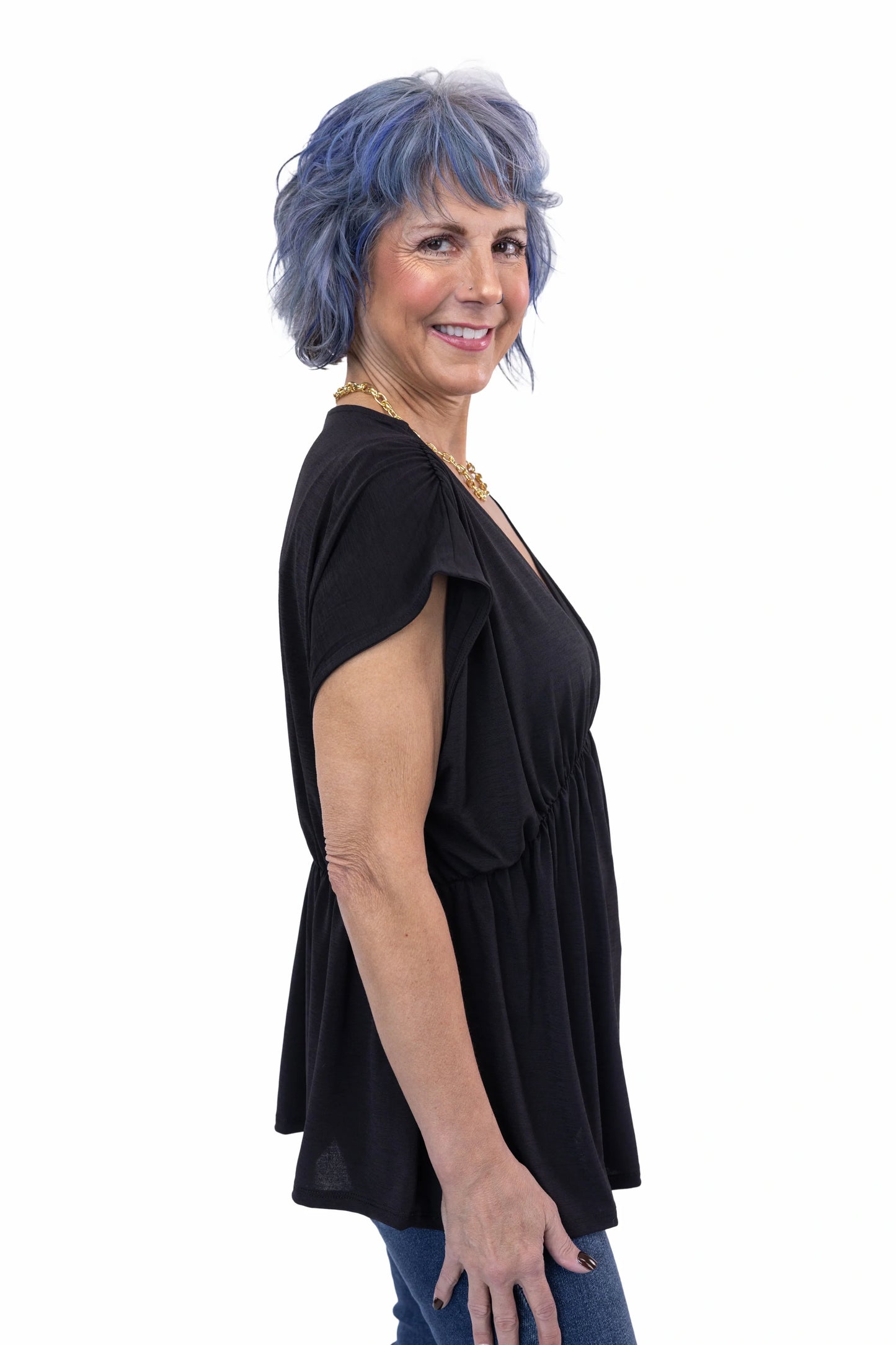 This is My Life Women's V-Neck Wrinkle Free Short Sleeve Top