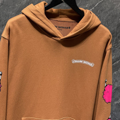 Chh Chrome Hearts Hoodie Autumn/Winter Sanskrit Alphabet Graffiti Embroidery Mouth Print Casual Loose Hooded Sweater