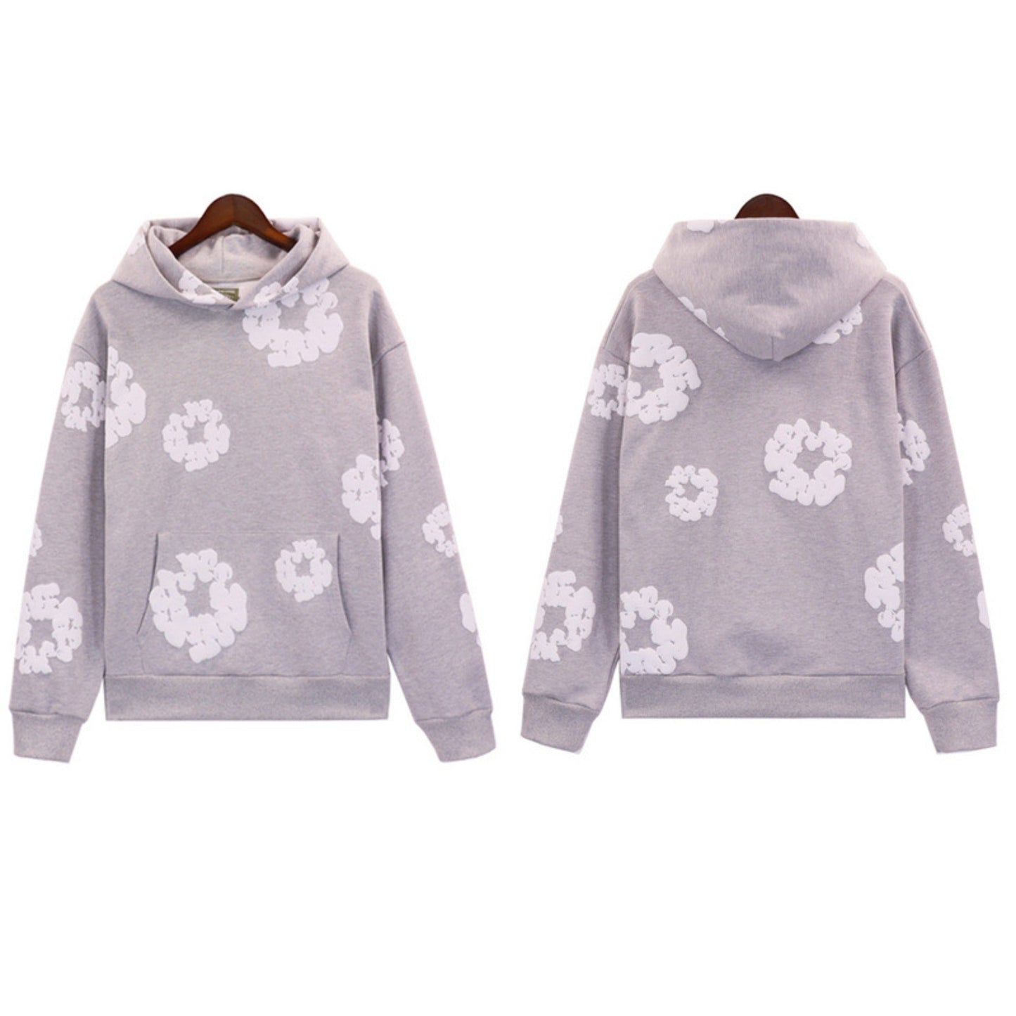 Denim Tears Outfit:Hoodie/Sweatpants (Separate Purchase Options) Puff Print Couple Loose Hooded Sweater