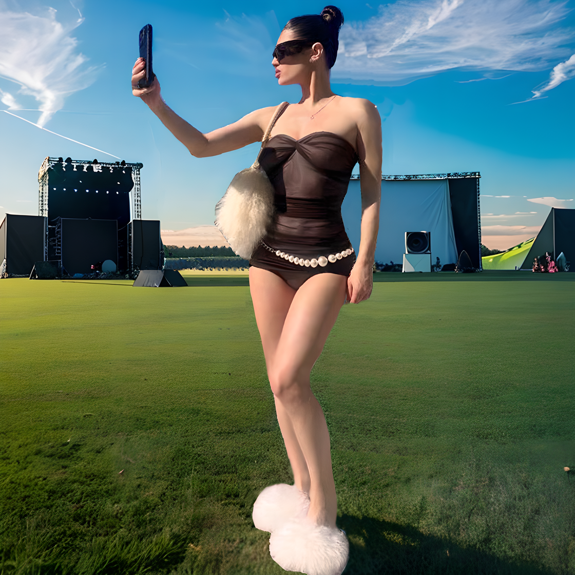 Coachella Dress Spring Women's Tube Top Splicing Slim Fit Dress