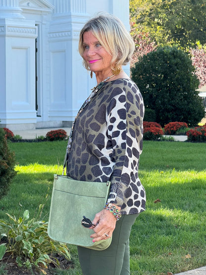 OMBRE GIRAFFE PRINT LUREX KNIT TOP