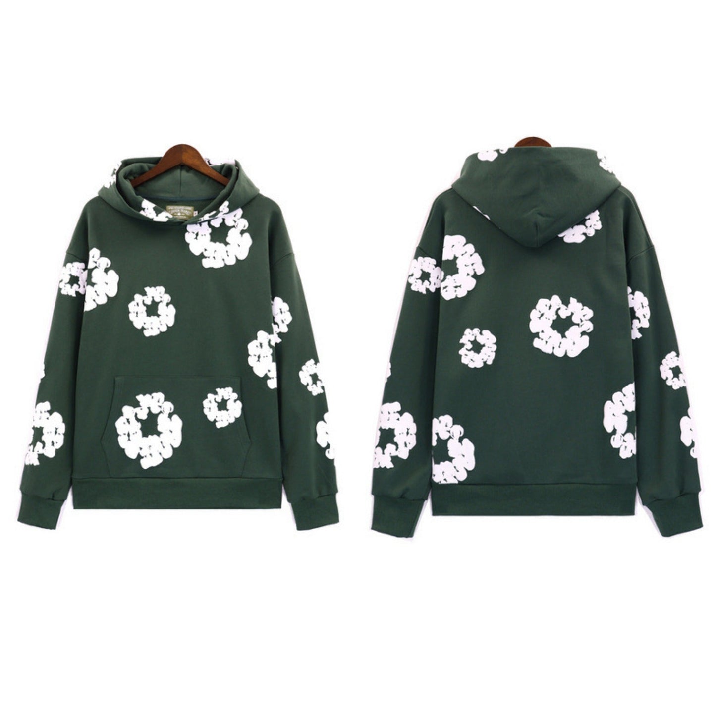 Denim Tears Outfit:Hoodie/Sweatpants (Separate Purchase Options) Puff Print Couple Loose Hooded Sweater