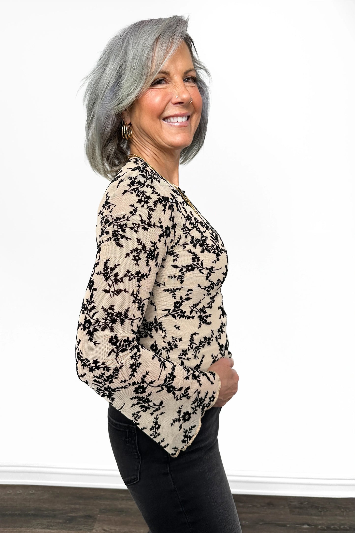 ALB Custom Women's Floral Mesh Layering Top