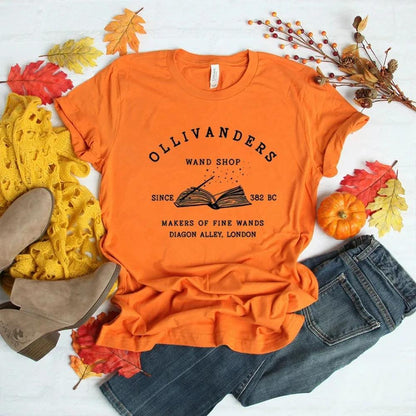 Cotton T Shirt Unisex Tops Ollivanders Wand Shop T-Shirt
