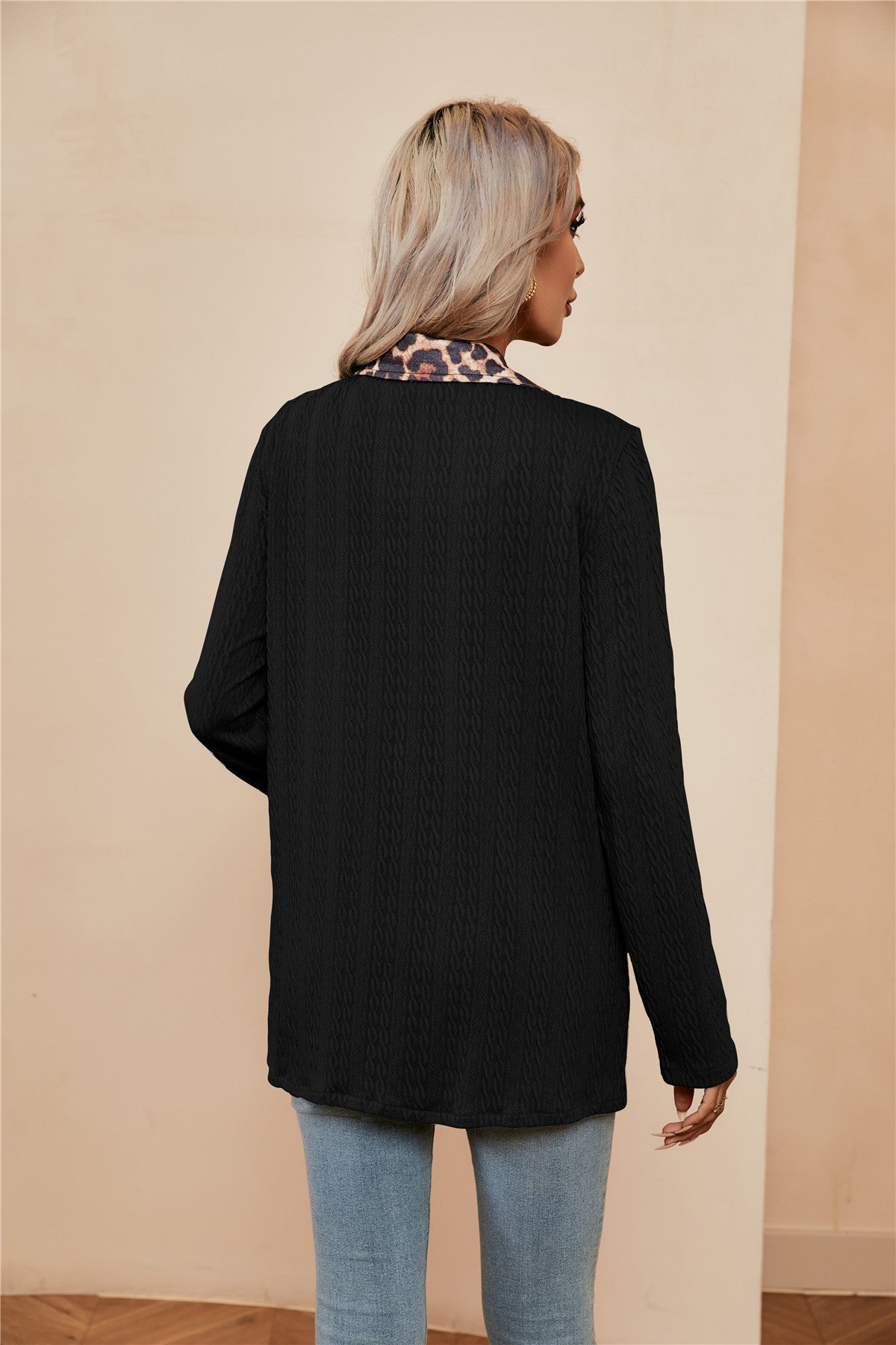 Beth Dutton Wardrobe Leopard Splicing Cardigan Women's Suit Lapel Suit Jacket Tops