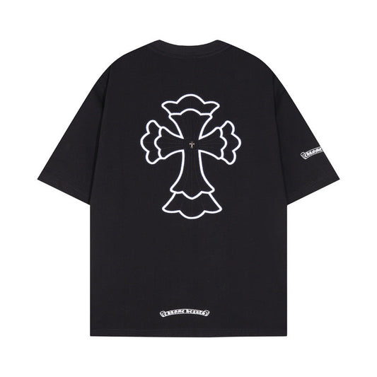CHH Chrome Heart T Shirts Cross Print Short Sleeve T-Shirt Loose