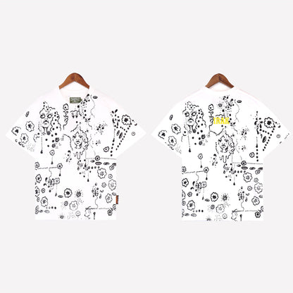 Denim Tears T Shirts D.T Kapok Full Printed Graffiti Printing Short Sleeve T-shirt