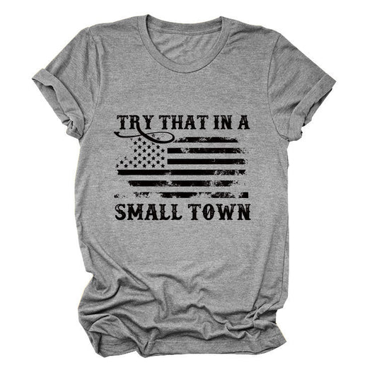 Casual crew neck women's T-shirt personalized printing fashion short sleeves