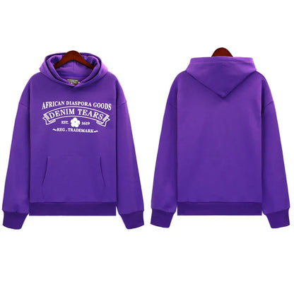 Denim Tears Outfit:Hoodie/Sweatpants (Separate Purchase Options) Casual Hooded Sweatshirt Sweatpants