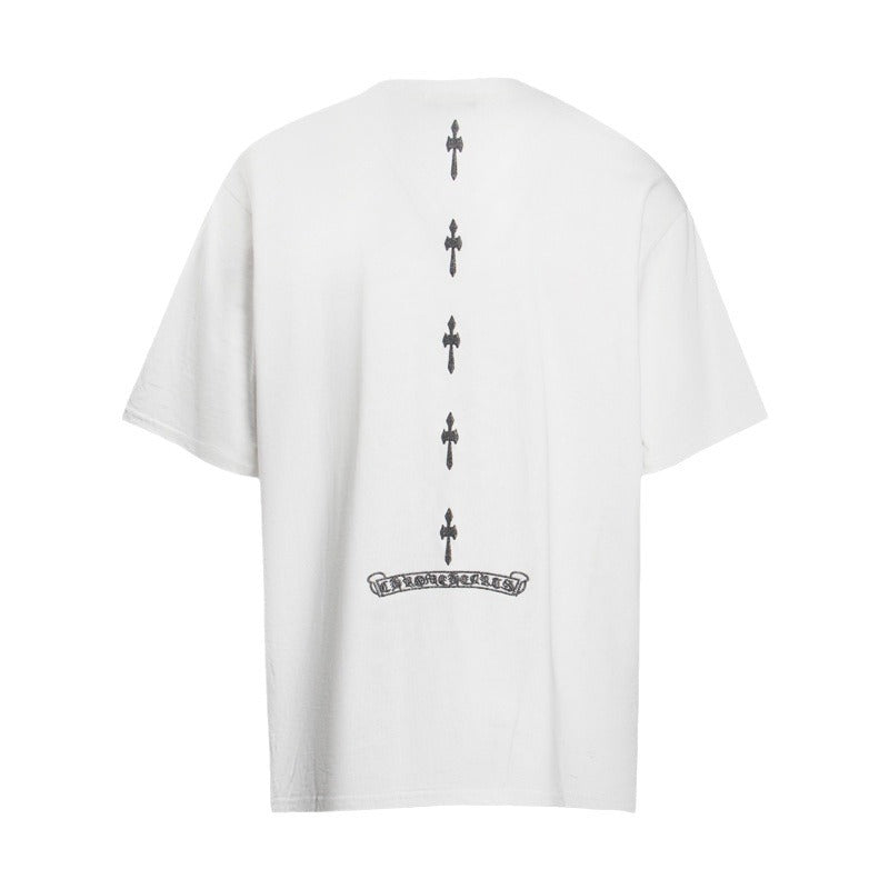 CHH Chrome Heart T Shirts Cross Color Printed Short Sleeve T-Shirt