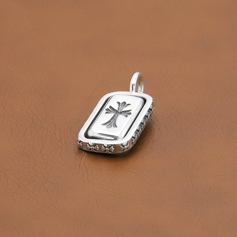 Chrome Hearts Necklace Rotatable Square Pendant Vintage Sword Cross Necklace