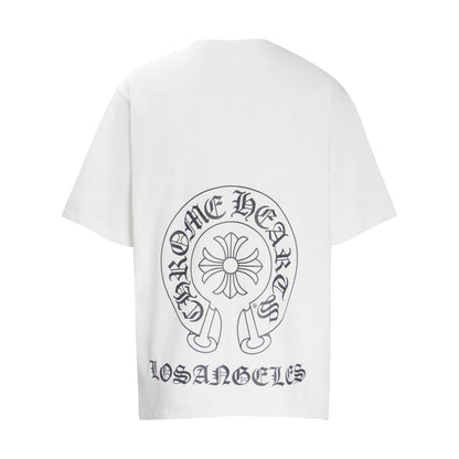 CHH Chrome Heart T Shirts Summer Horseshoe Cross Print Short Sleeve T-Shirt