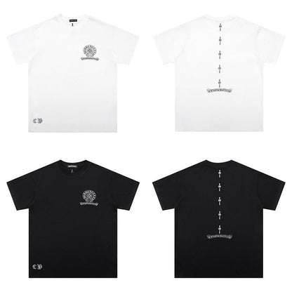 CHH Chrome Heart T Shirts Cross Color Printed Short Sleeve T-Shirt