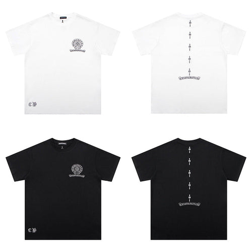 CHH Chrome Heart T Shirts Cross Color Printed Short Sleeve T-Shirt