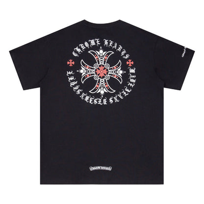 CHH Chrome Heart T Shirts Red Cross Sanskrit Letter Short Sleeve T-Shirt