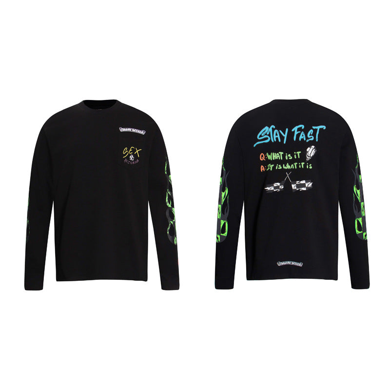 Chh Chrome Heart Long Sleeve Shirt Unisex Fashion Loose Long Sleeve Shirt