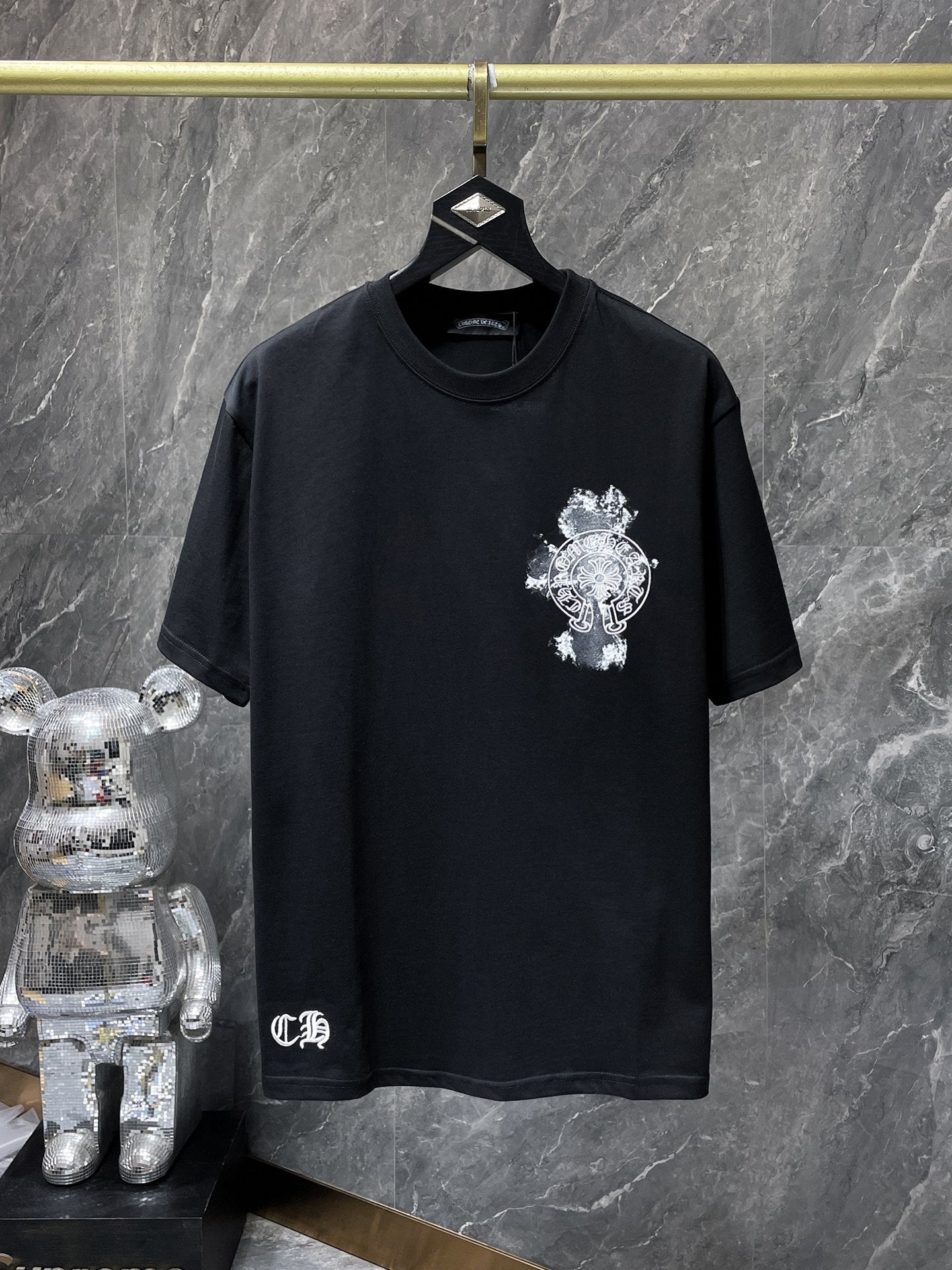 Chh Chrome Hearts T Shirts Summer three-dimensional Sanskrit embroidered alphabet casual short-sleeved T-shirt