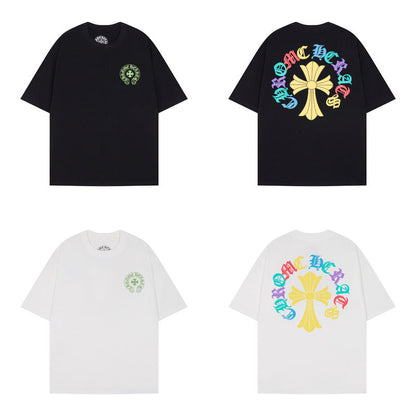 CHH Chrome Heart T Shirts Cross Print Short Sleeve T-Shirt Loose
