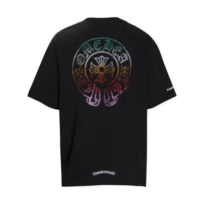 CHH Chrome Heart T Shirts Horseshoe Sanskrit Cross Color Hot Diamond Short Sleeve T-Shirt