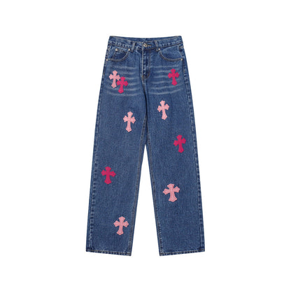 CHH Chrome Hearts Jeans Chrome Unisex Casual Loose Jeans