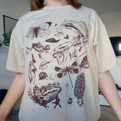 Cute Cottagecore Aesthetic Frog Mushroom Print Shirt Summer