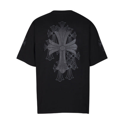 CHH Chrome Heart T Shirts Croix Cross Color Embroidery Printed Short Sleeve T-Shirt Loose