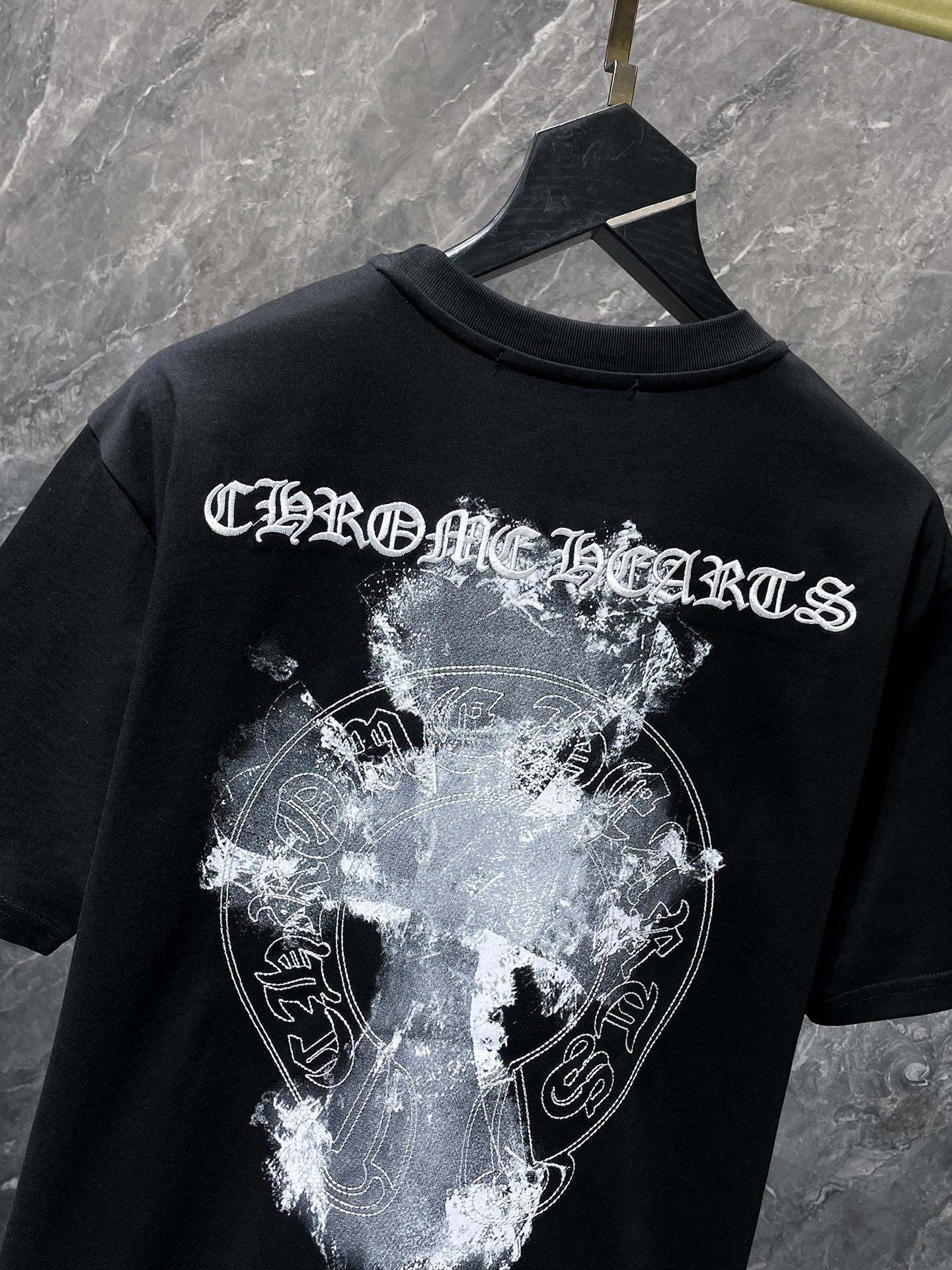Chh Chrome Hearts T Shirts Summer three-dimensional Sanskrit embroidered alphabet casual short-sleeved T-shirt