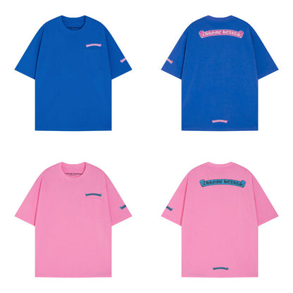 CHH Chrome Heart T Shirts Sanskrit cross print embroidery casual loose
