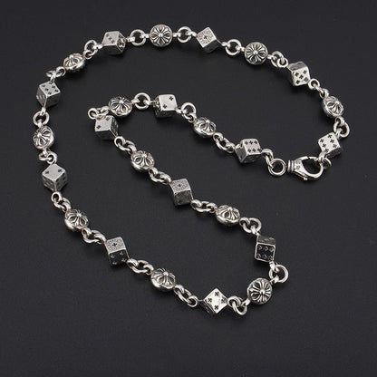 Chrome Hearts Necklace Dice Cross Vintage Cross Flower Men's and Women's Necklaces