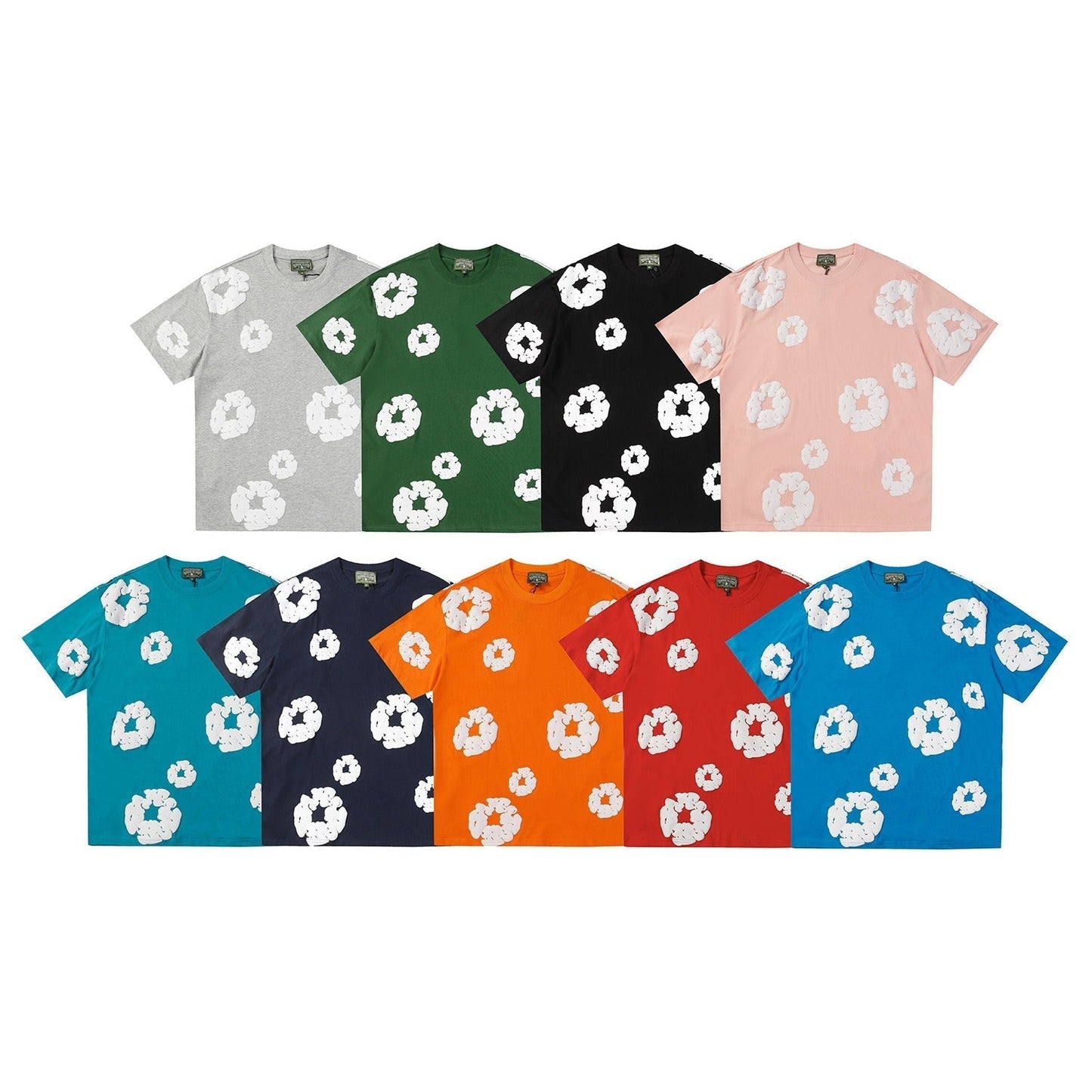 Denim Tears Outfit:T Shirt/Shorts (Separate Purchase Options) Puff Print Short Sleeve T-shirt Loose Couple Shorts Suit