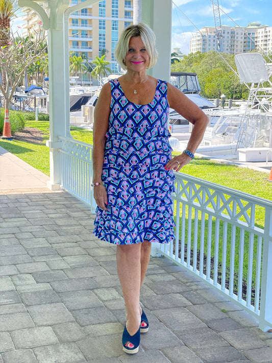 PINEAPPLE VACATION LAYERED RUFFLE DRESS